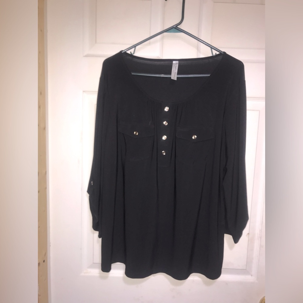Black Blouse with 3/4 sleeves size 1X